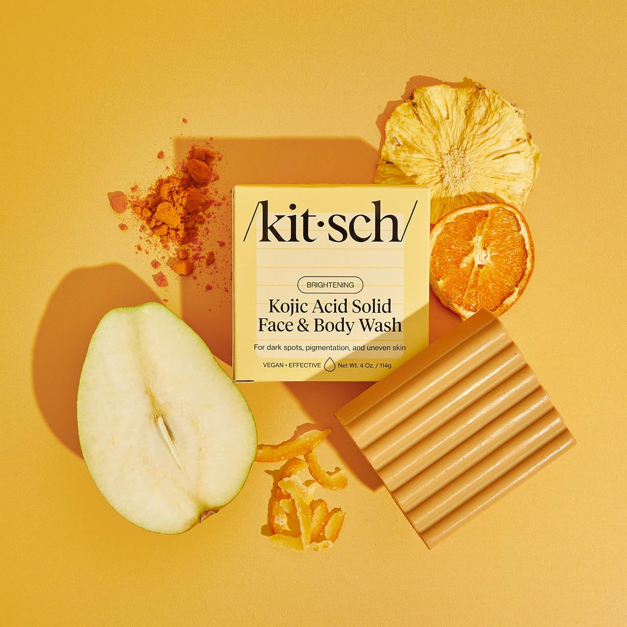 Kitsch Kojic Acid Soap - Brightening & Hydrating Kojic With Turmeric Soap Bar - Reduces Dark Spots, Evens Skin Tone, With Hyaluronic Acid & Shea Butter, Paraben & Sulfate-Free - 4Oz, Made In Usa : Beauty & Personal Care