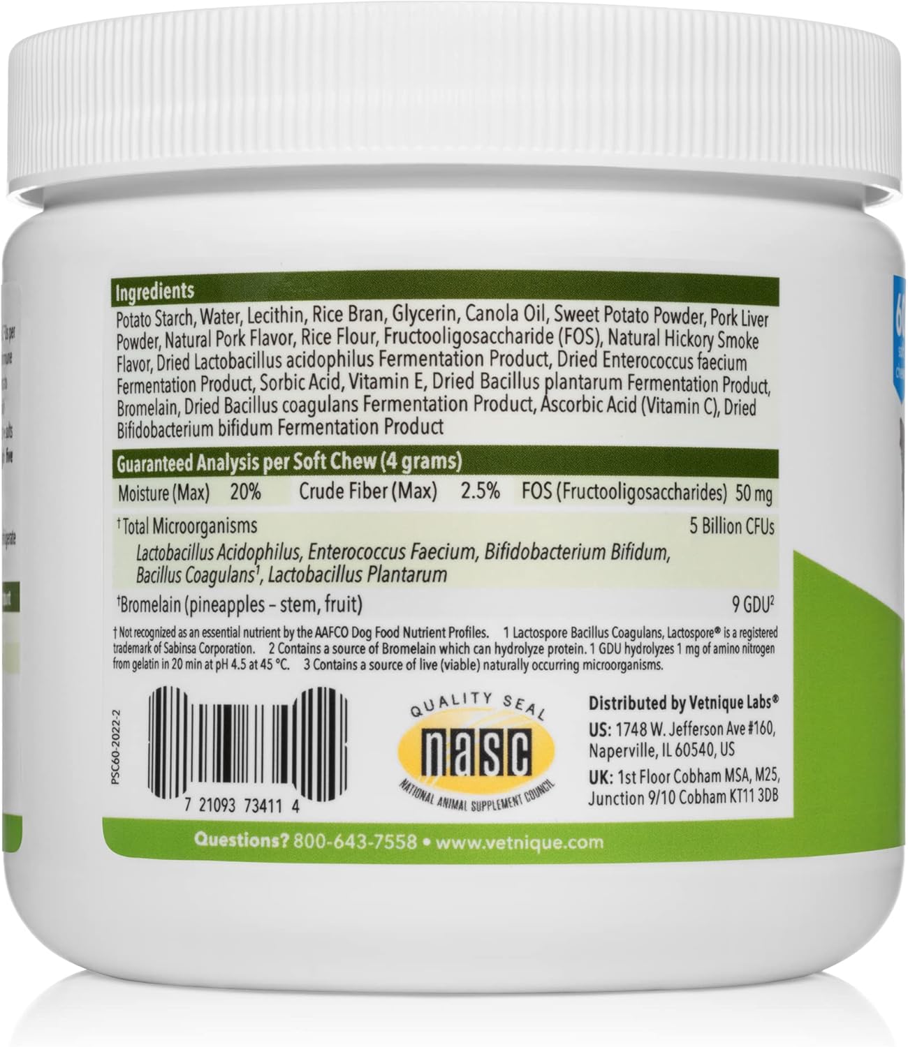 Vetnique Labs Profivex Probiotics for Dogs All Natural Dog Chews & Powder for Digestive Health Probiotic Supplements for Dogs 5 Strains of Probiotics & Prebiotics (Soft Chews, 60ct) : Pet Supplies