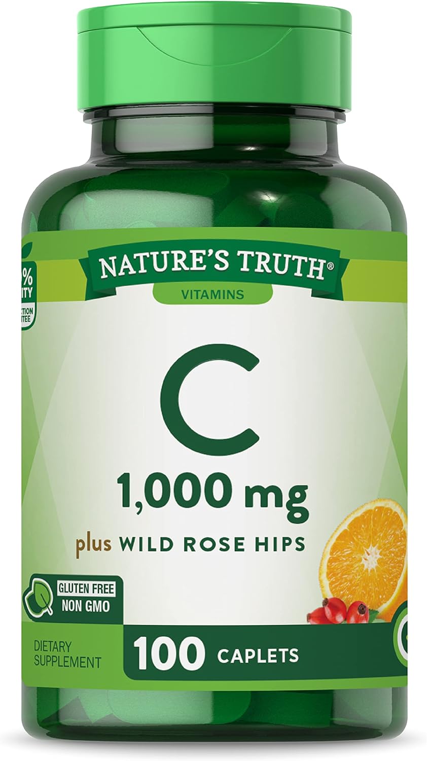 Vitamin C With Rose Hips 1000 Mg | 110 Caplets Vegetarian, Non-Gmo, Gluten Free | By Nature'S Truth