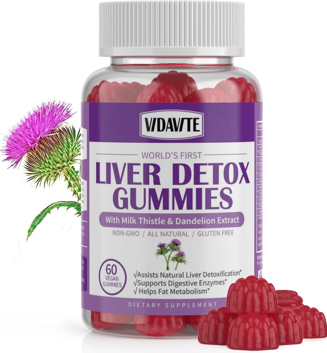 Liver Cleanse Detox & Repair Gummies ? 1500mg Silymarin Milk Thistle Supplement with Artichoke Extract Liver Health Formula, and 20+ More Liver Detoxifiers for Men & Women (60 Vegan Gummies)