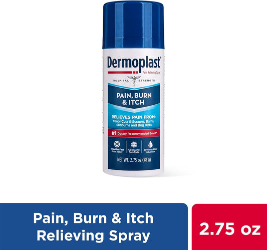 Dermoplast Pain, Burn & Itch Relief Spray for Minor Cuts, Burns and Bug Bites, 2.75 Oz (Packaging May Vary)