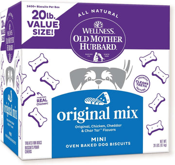 Old Mother Hubbard By Wellness Classic Original Mix Natural Dog Treats, Crunchy Oven-Baked Biscuits, Ideal For Training, Mini Size, 20 Pound Box
