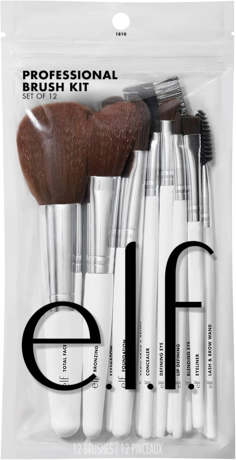 e.l.f. Professional Set Of 12 Brushes, Soft, Synthetic, Durable, Versatile, Dense, Flawless Finish, Blends, Highlights, Contours, Shades, Sculpts, Defines, Includes Brushes To Meet All Your Needs : Amazon.co.uk: Beauty