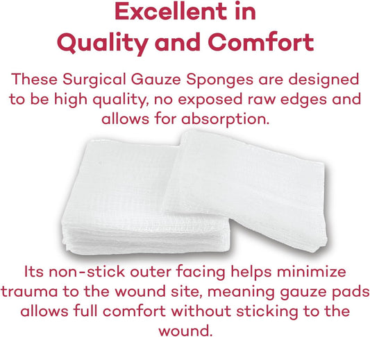 Dealmed 4" X 4" Surgical Sponges, 8-Ply, Non-Woven Absorbent Gauze Sponges For Wound Care, First Aid Kits And Medical Facilities, 200 Count (Pack Of 1)