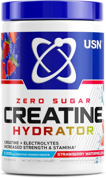 Usn Creatine Hydrator - Creatine Monohydrate & Electrolyte Powder Drink With Himalayan Pink Salt & Sugar Free. Supports Muscle Growth, Strength & Hydration. Strawberry Watermelon - 330G (30 Servings)