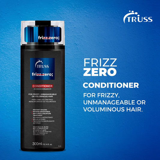 Truss Frizz Zero Conditioner - For Frizzy Hair - Anti Frizz, Anti Humidity Formula Protects Against Moisture While Providing Volume And Shine And Free Of Split Ends