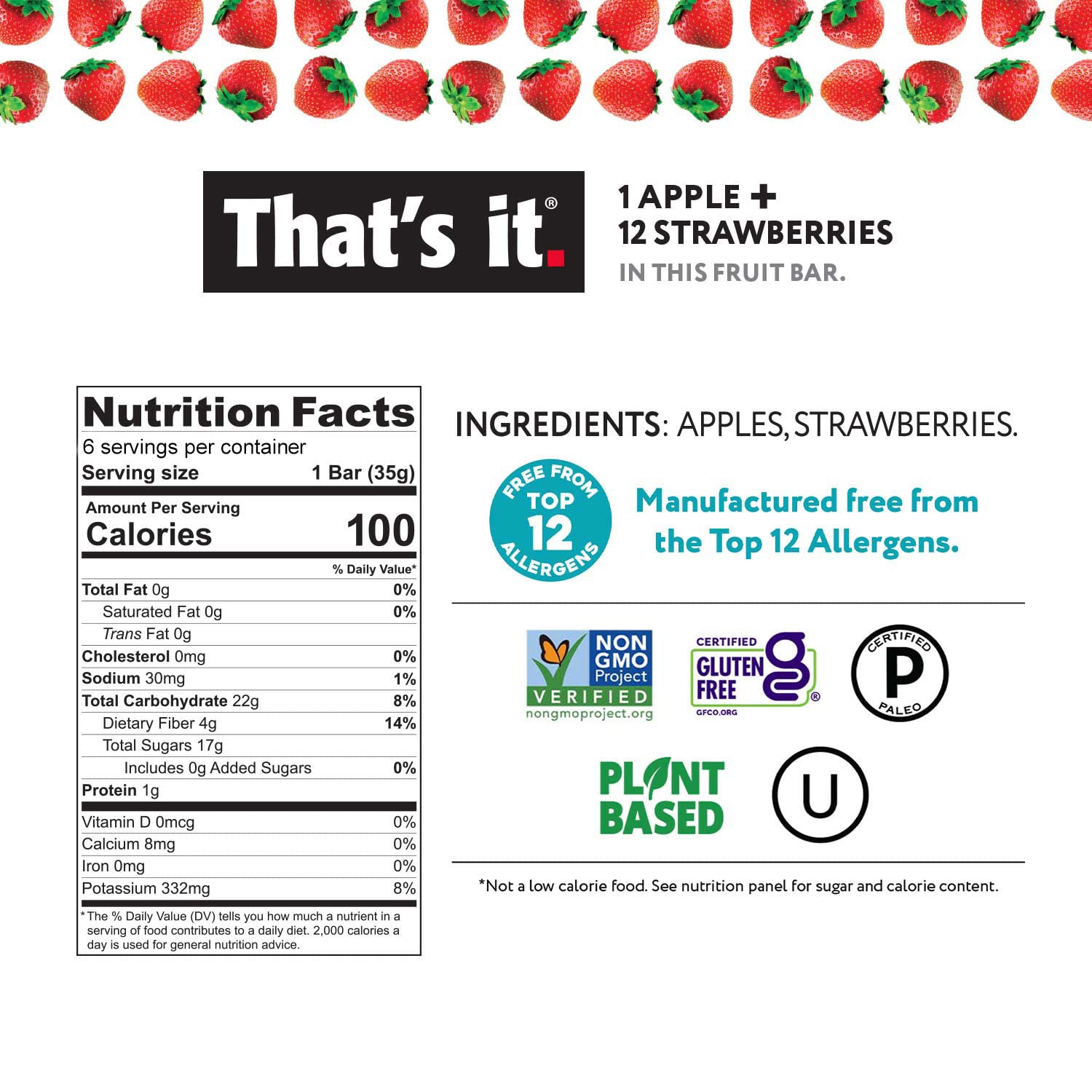 That'S It. Fruit Bars 12 Variety Pack 100% Natural Real Fruit Bar, High Fiber Vegan, Gluten Free, Paleo, Non-Gmo, No Sugar (6 Strawberry, 6 Blueberry)