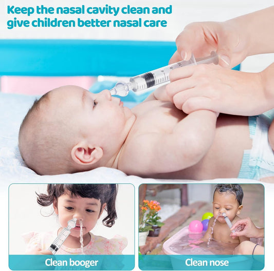 Baby Nasal Aspirator, Sinus Rinse System Professional Baby Nasal Irrigator- Portable Infant Nose Cleaner Quick Rinse Device for Newborn Infants Kids Children- BPA Free More Convenient, 4 Packs 1