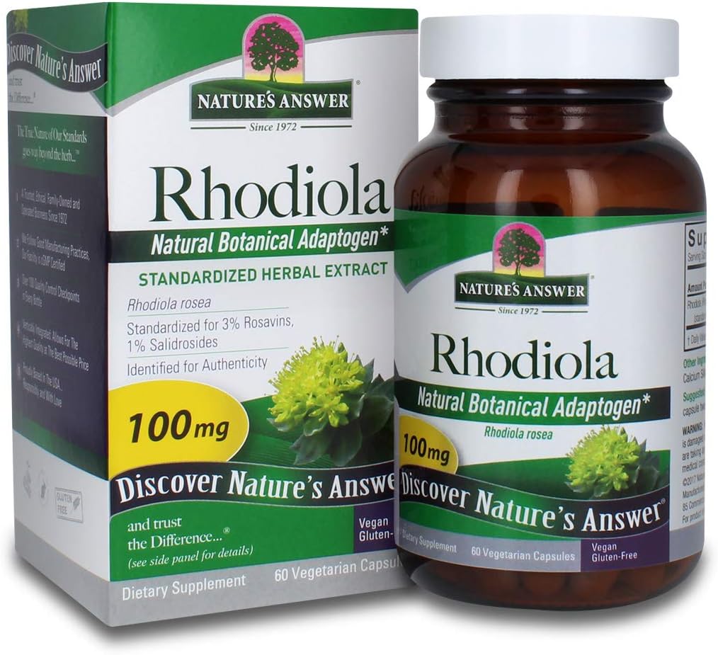 Nature'S Answer Rhodiola Root 100Mg 60-Capsules | Adaptogen That Promotes Strength, Energy, Stamina, Endurance, And Mental Clarity | Gluten-Free, Non-Gmo, Vegan | Single Count