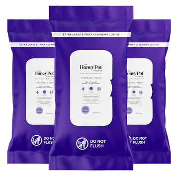 The Honey Pot Company - Intimacy Cleansing Wipes - Ph Balancing, Paraben Free, Feminine Products - Ultra-Thick And Extra Large Cleansing Cloths For The Bedroom - 20 Ct (Pack 3)