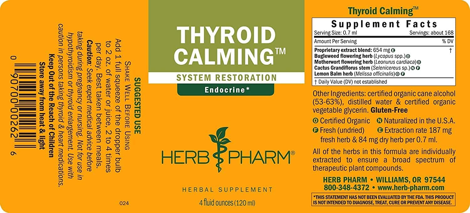 Herb Pharm Thyroid Calming Herbal Formula for Endocrine System Support, 