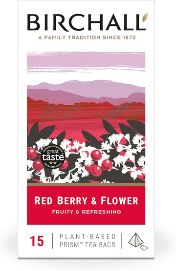 Birchall Tea Bags, Red Berry & Flower Tea Gift, Caffeine Free Tea Bursting With Full Flavour, Perfect Vegan Gifts, 80 Plant-Based Prism Tea Bags