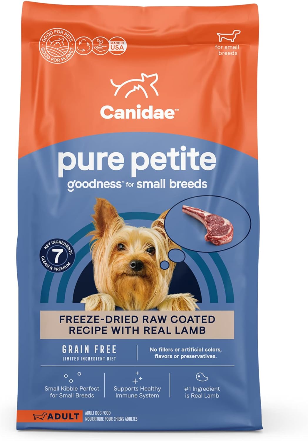 Canidae Pure Petite Freeze-Dried Raw Coated Recipe With Real Lamb Dog Dry 4 Lbs