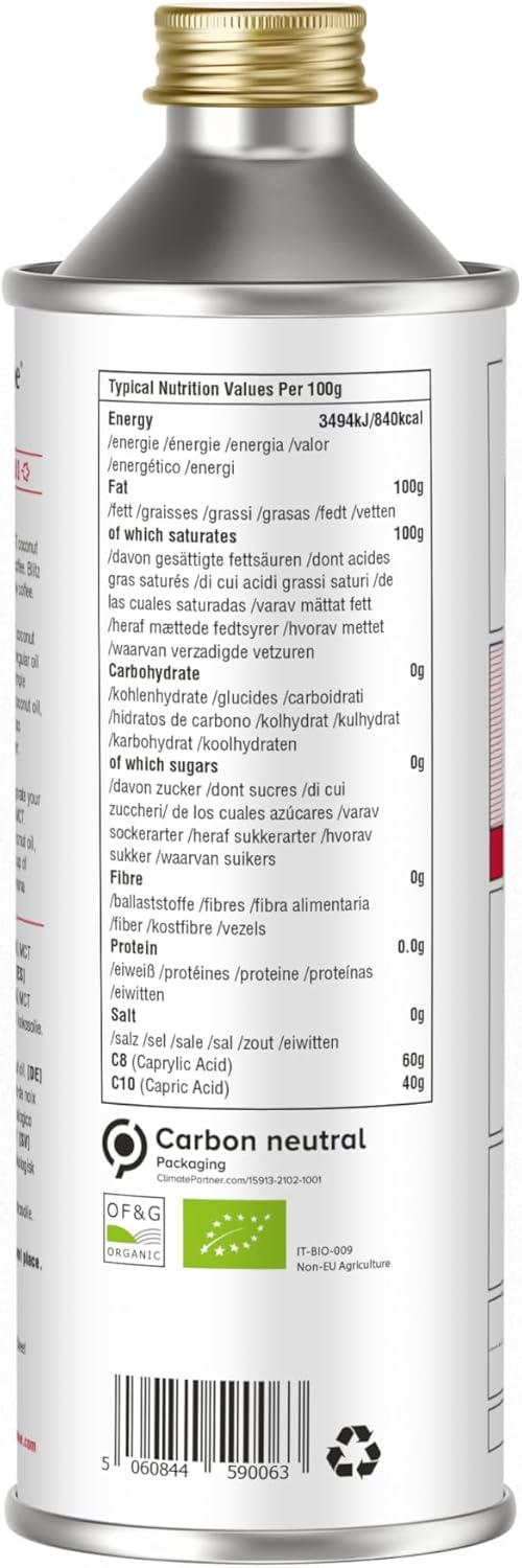 Eat Wholesome Organic Mct Oil, High C8 & C10, 500Ml | 100% Coconut, Co2 Neutral, For Coffees, Salads & Smoothies