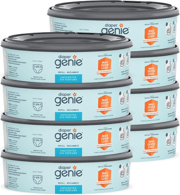 Diaper Genie Bags Refills 270 Count (Pack Of 8) With Max Odor Lock | Holds Up To 2160 Newborn Diapers