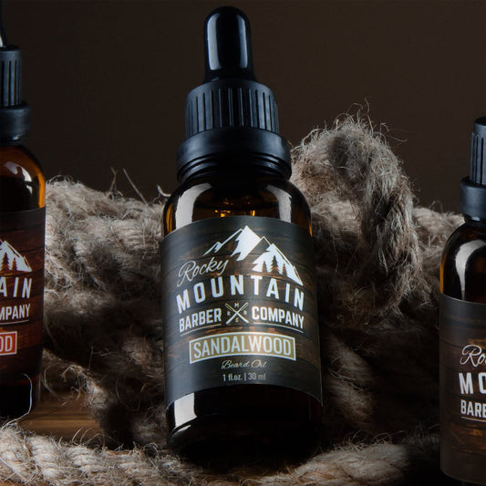 Rocky Mountain Barber Company Men’S Sandalwood Beard Oil Featuring Grapeseed Oil, Coconut Oil, Argan Oil And Real Sandalwood Essential Oil