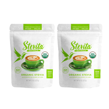 Stevita Organic Stevia - 8 Oz Pouch, Pack Of 2 - All-Natural Stevia Extract, Natural Sweetener, No Calories - Usda Organic, Non-Gmo, Vegan, Kosher, Keto, Paleo, Gluten Free - 908 Total Servings