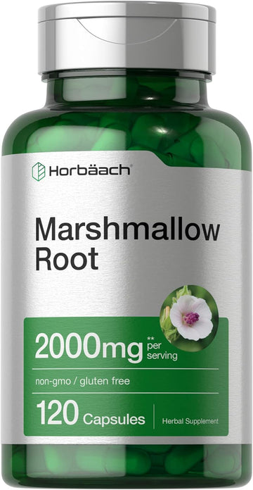 Horbach Marshmallow Root Capsules | 2000mg | 120 Count | Non-GMO & Gluten Free | Traditional Herb Extract