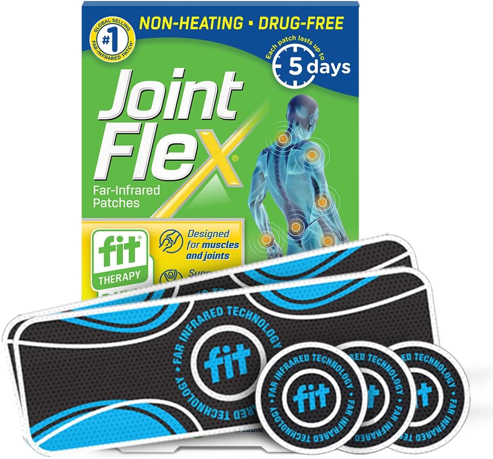Jointflex Fit Therapy Far Infrared Universal Patch, Supports Continuous Active Mobility For Muscles & Joints, Up To 5 Days/Patch, Water Resistant, Non-Heating, Drug-Free, 9-Ct, 3 Rectangular/6 Round