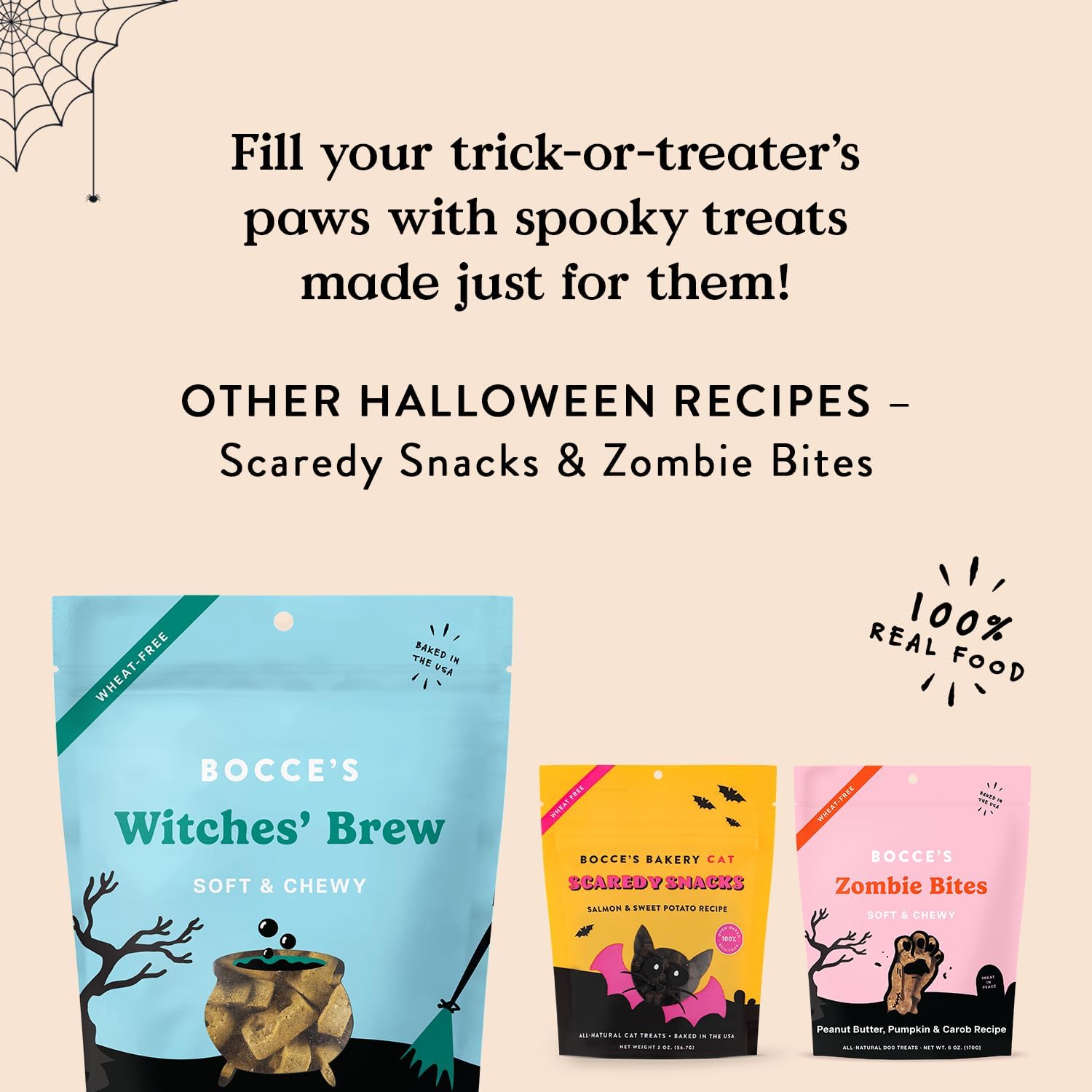 Bocce's Bakery All-Natural Witches Brew Dog Treats, Wheat-Free, Limited Ingredient Soft & Chewy Dog Treats, Inspired by Halloween, 6 oz : Pet Supplies
