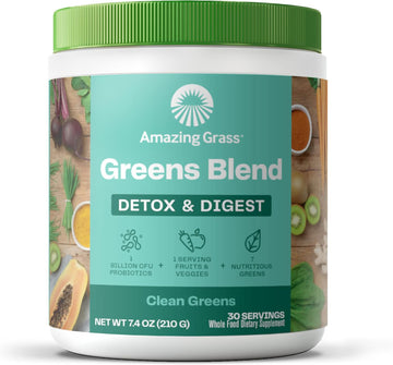 Amazing Grass Greens Blend Superfood For Immune Support: Super Greens Powder Smoothie Mix With Organic Spirulina, Chlorella, Beet Root Powder, Digestive Enzymes & Probiotics, Original, 30 Servings