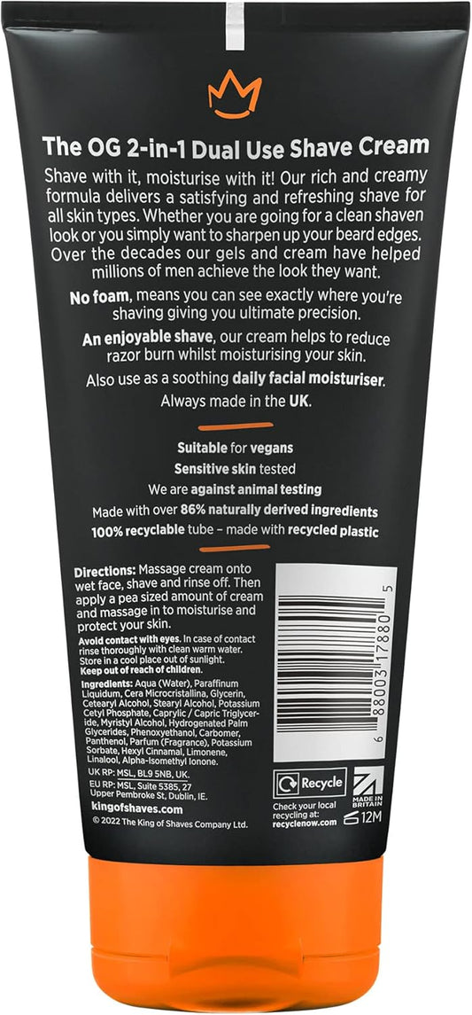 King Of Shaves 2-In-1 No Foam Shaving Cream & Daily Moisturising Face Cream For Men 150Ml Twin Pack