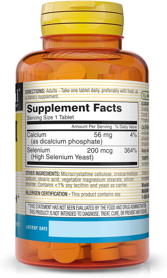 Mason Natural Selenium 200 mcg - Antioxidant Supplement for Immune Sup