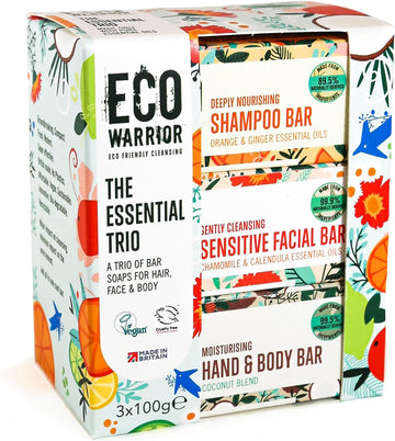 Eco Warrior Soap Gift Set - Vegan, Cruelty Free, No Sls Or Parabens, Little Soap Company Essential Trio Body & Hand Soap Bars,Gifts For Him Or Her, 3 X 100G