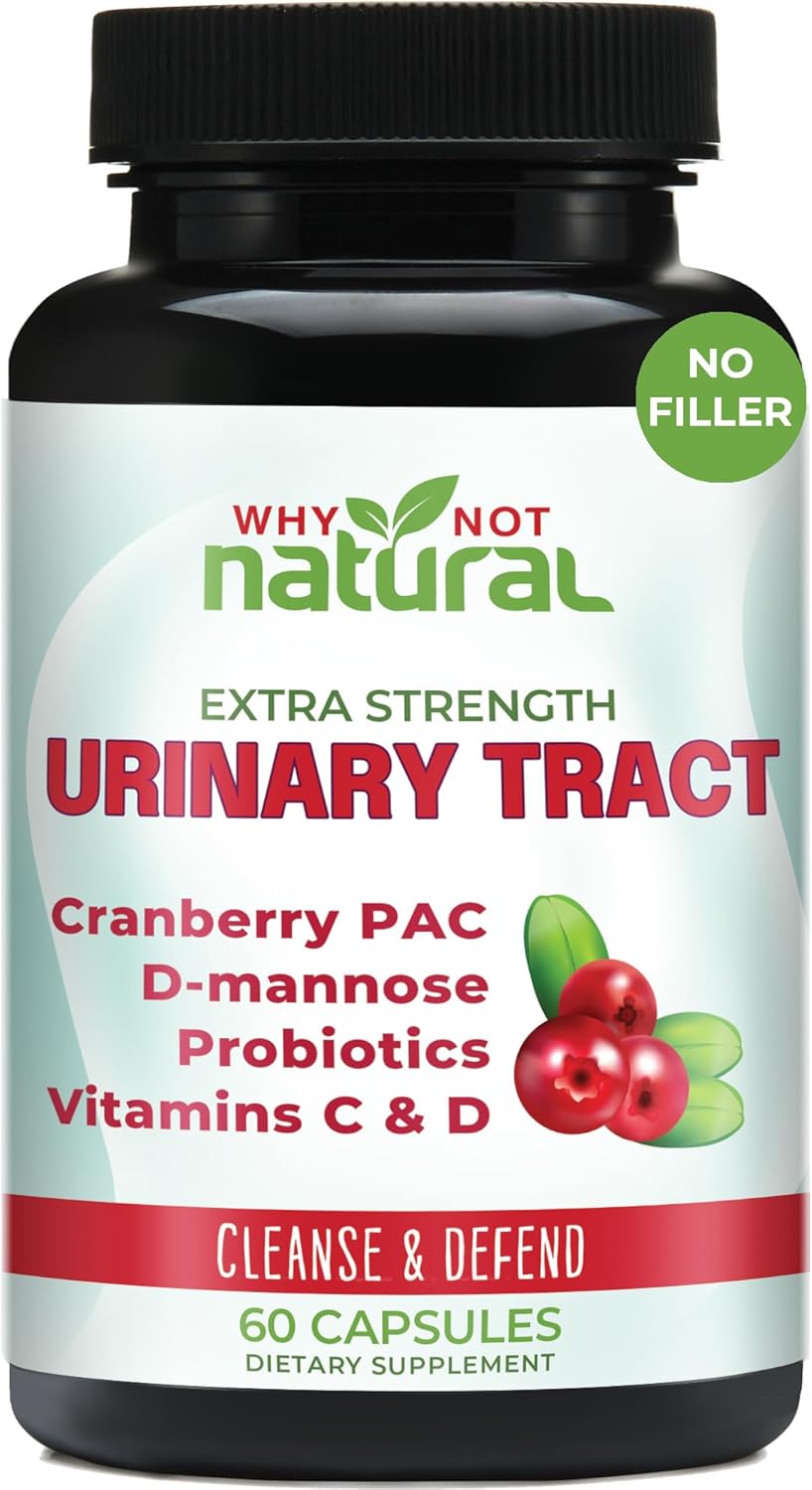 Why Not Natural 5-In-1 Uti Pills With D Mannose, Cranberry Pac Extract, Probiotics And Vitamin C & D - Urinary Health Formula For Women And Men