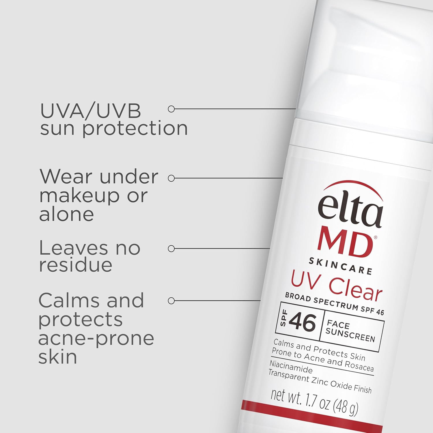 Eltamd Uv Clear Face Sunscreen Spf 46, Oil Free Sunscreen With Zinc Oxide, Dermatologist Recommended, 0.5 Oz : Beauty & Personal Care
