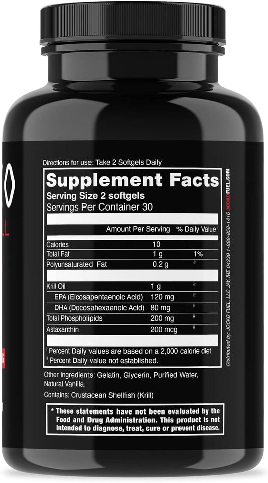 Jocko Fuel Antarctic Krill Oil Omega 3 Fatty Acid Supplements DHA & EP