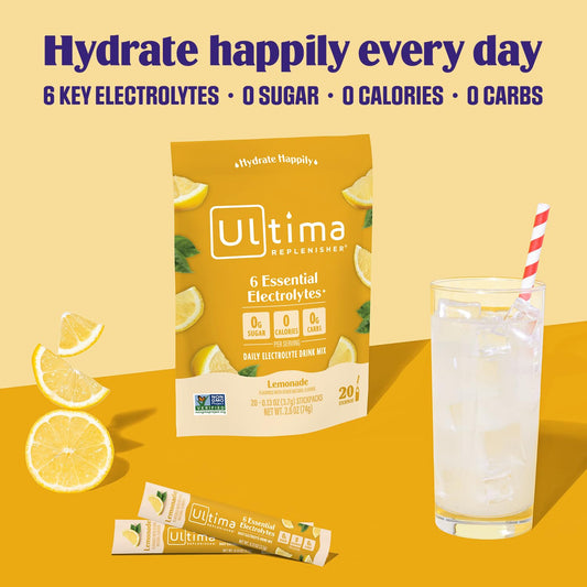 Ultima Replenisher Electrolyte Drink Mix Bundle – Lemonade & Raspberry, 20 Stickpacks – 6 Electrolytes & Minerals – Keto Friendly, Vegan, Non-Gmo & Sugar-Free Electrolyte Powder