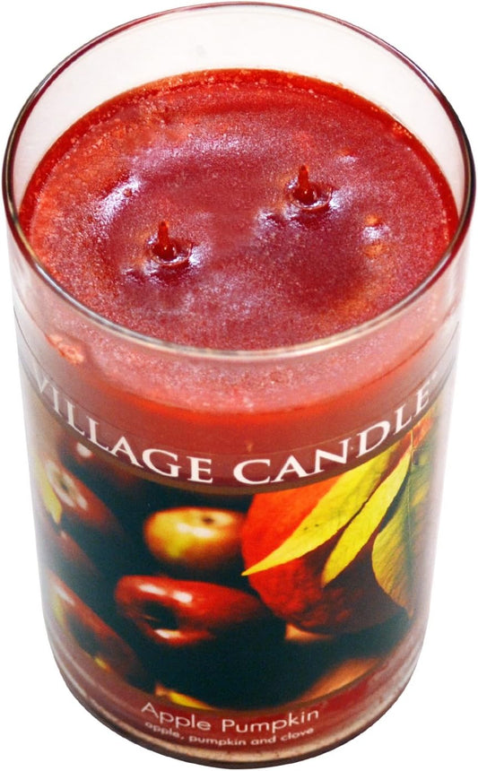 Village Candle Apple Pumpkin Large Tumbler Jar Candle,19 Oz, Comes in Beautiful Jar, Featuring Dual Wick, Traditions Collections, Red : Home & Kitchen