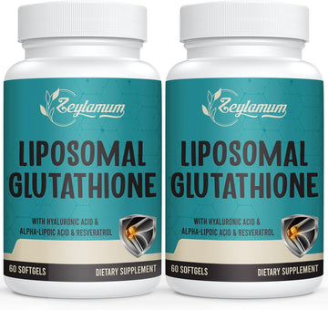 2400 Mg Liposomal Glutathione Softgels, Max Absorption, Active Form L-Glutathione Reduced (Gsh), With Hyaluronic Acid, Resveratrol, Master Antioxidants For Detox, Brain, Immune System, 120 Softgels