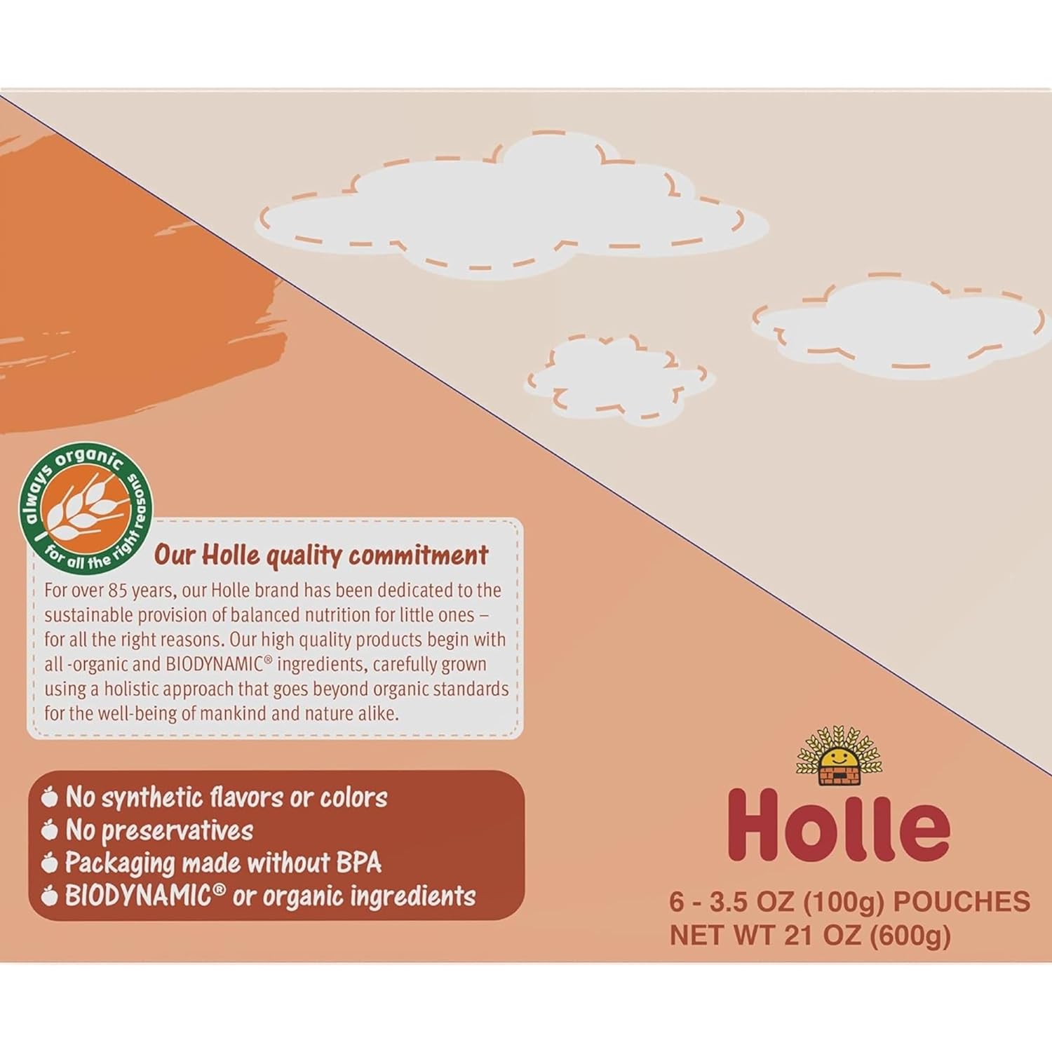 Holle Organic Baby Food Pouches - Carrot Cat Baby Puree with Carrot, Mango, Banana & Pear - (6 Pack) Organic Baby Snacks + Fruit and Veggie Pouches for Weaning Babies 6 Months and Older : Baby