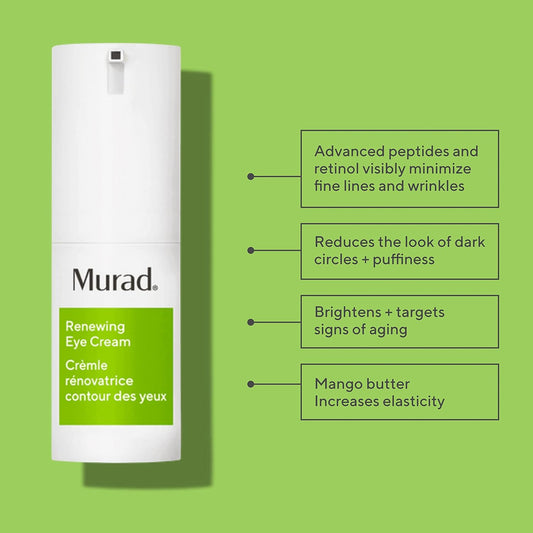 Murad Renewing Eye Cream - Resurgence Multi-Action Anti-Aging Eye Cream With Advanced Peptides And Retinol – Brightening Eye Lift Firming Treatment Visibly Minimizes Wrinkles, 0.5 Fl Oz