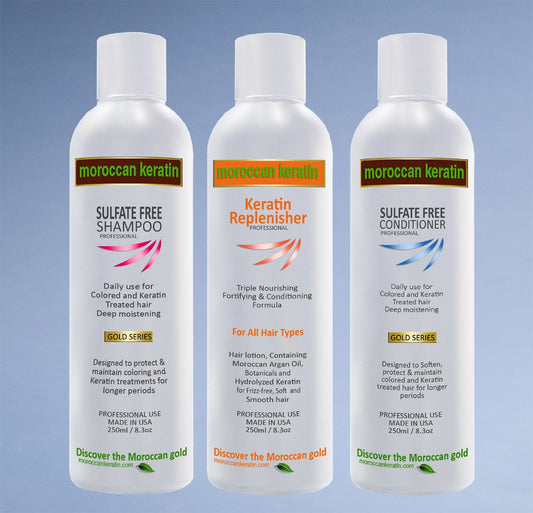 Triple Care Kit Keratin Replenisher, Sulfate Free Shampoo & Conditioner Important To Maintain Keratin Treatments For Longer Period And Great Looking Hair