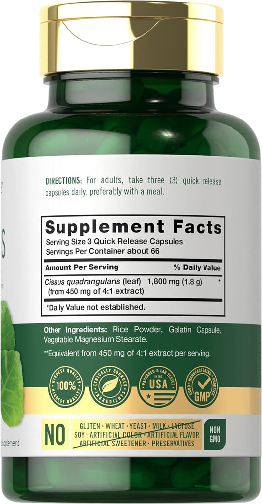 Carlyle Cissus Quadrangularis 1800mg | 200 Capsules | Traditional Herb Extract Supplement | Non-GMO and Gluten Free Formula