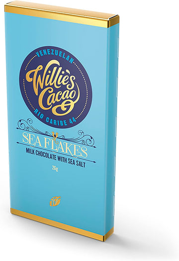 Willie'S Cacao - Sea Flakes Milk Chocolate Bar, 44% Milk Chocolate With Cornish Sea Salt - 26G X 30 - Artisan Chocolate - Bean To Bar