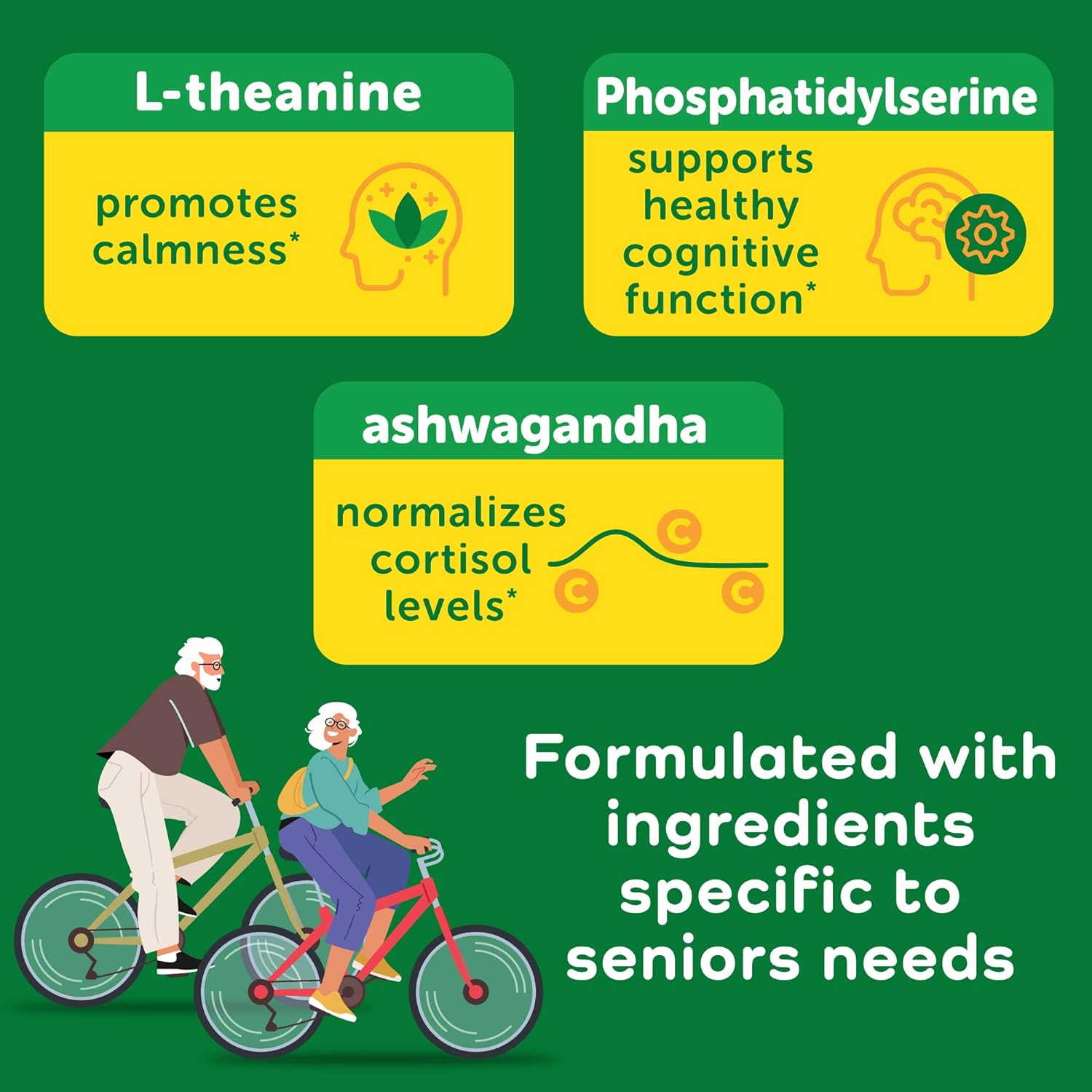 Calmable Stress Relief Aid for Seniors - Feel Happy, Calm, Focused and Relaxed - Vegan - L-Theanine, Phosphatidylserine, Ashwagandha - Anti Stress Support Vitamin Dietary Supplement - 60 Capsules : Health & Household