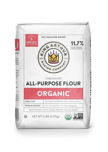 King Arthur, 100% Organic All-Purpose Flour Unbleached, Non-GMO Project Verified, No Preservatives, 5 Pounds (Pack of 6)