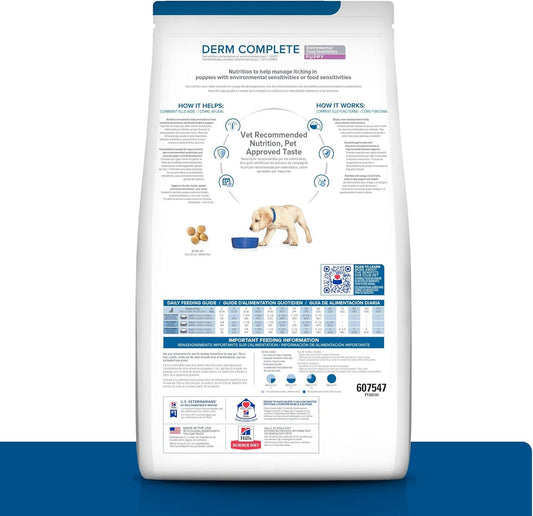 Hill'S Prescription Diet Derm Complete Puppy Environmental/Food Sensitivities Rice & Egg Recipe Dry Dog Food, Veterinary Diet, 14.3 Lb. Bag