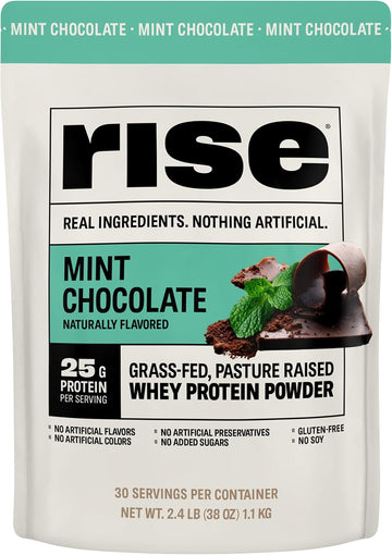 Rise Whey Protein Powder - Mint Chocolate | 25G Protein No Artificial Flavors, Colors, Or Preservatives - Sugar Free, Gluten-Free, Soy Free (2.4 Lbs)