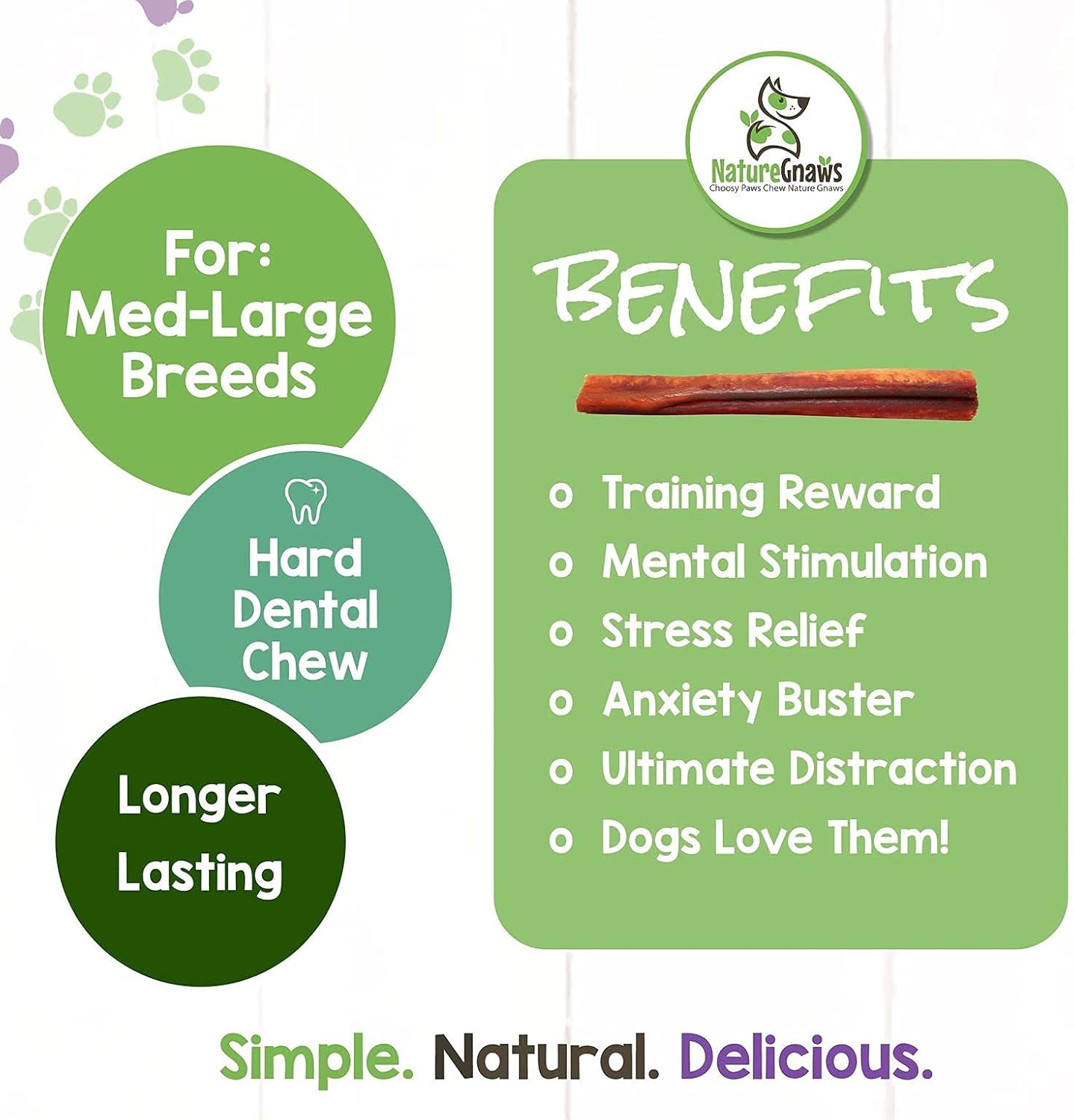 Nature Gnaws Large Bully Sticks for Dogs 5-6" (3 Count) - Thick Long Lasting for Aggressive Chewers and Large Dogs - Natural Beef Dog Chew Bones : Pet Supplies