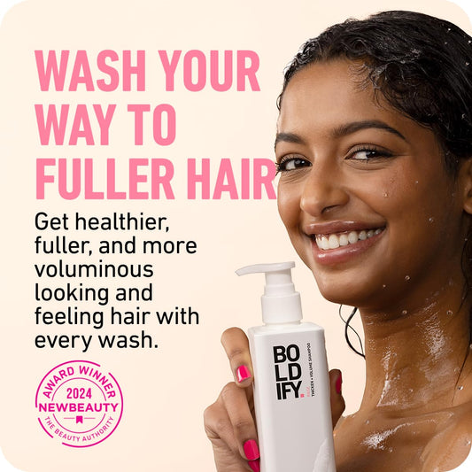 Boldify Thickening Shampoo - Rice Water Shampoo For Hair Growth, Thinning Hair & Oily Hair And Volumizing Shampoo For Fine Hair, Weightlessly Removes Excess Oil - 8Oz