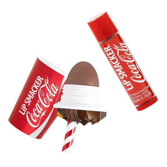 Lip Smacker Classic Coca Cola Flavored Lip Balm, Cup And Coke Flavored Lip Balm Tube, Matte Clear, Set Of 2