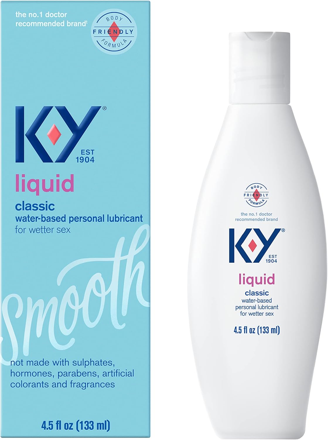 K-Y Liquid Lube, Personal Lubricant, New Water-Based Formula, Safe To Use With Latex Condoms, For Men, Women And Couples, Body Friendly 4.5 Fl Oz