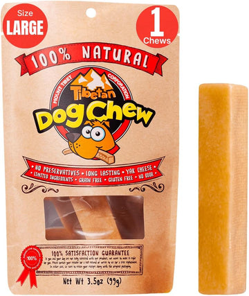 Tibetan Dog Chew Yak Cheese Sticks - Natural, Handmade Large Dog Treats, Long-Lasting, Easy Digest, Ideal for Aggressive Chewers, Supports Oral Health, Grain and Gluten Free - 1 Chew