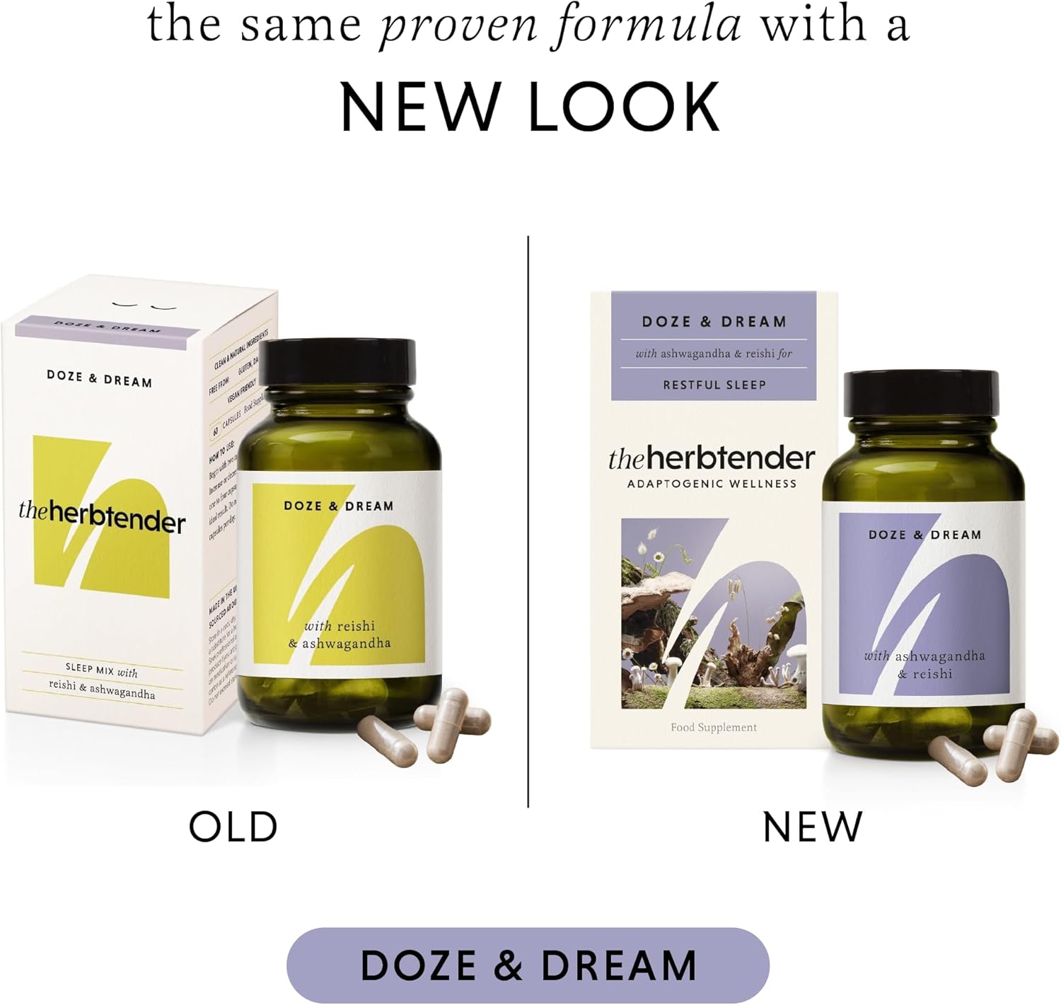 THE HERBTENDER, Doze & Dream - Vegan Adaptogenic Wellness Supplements. Reishi Mushroom & Ashwagandha for Relaxation and Sleep (14 Capsule Pouch) : Amazon.co.uk: Health & Personal Care