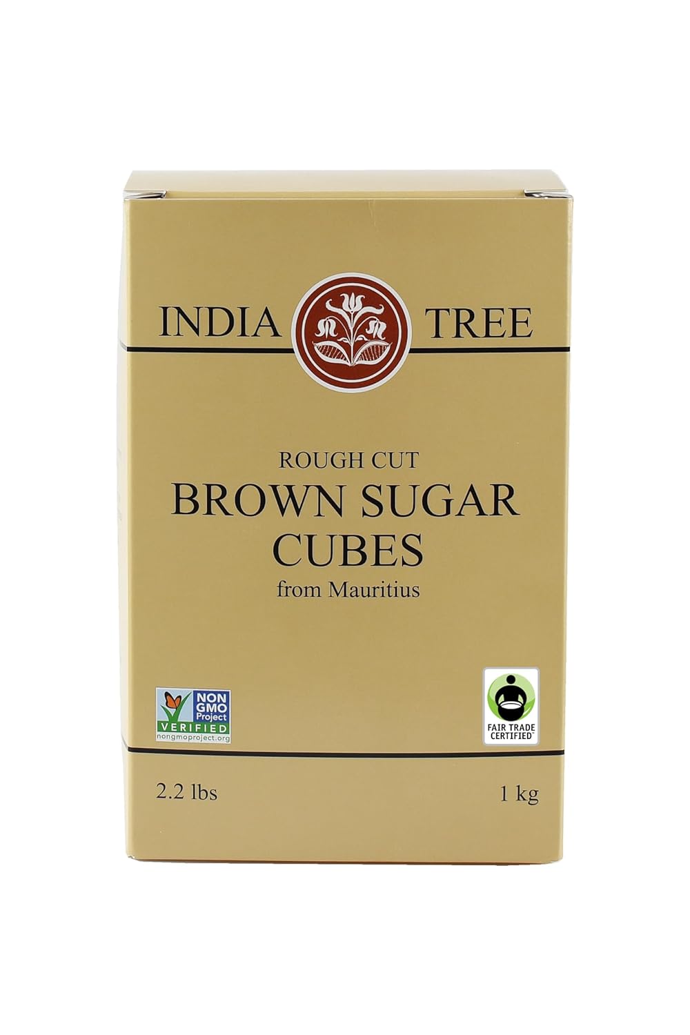 India Tree Brown Sugar Cubes, 2.2 Pound Box, European Style Cane Sugar From Mauritius, Rough Cut Unrefined Brown Sugar